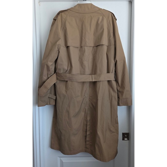 London Fog Tan Double Breasted Lined Trench Coat Belted Weatherwear Size 42 Long - Picture 2 of 9